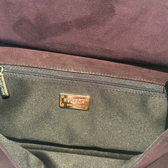 Escada Deep Plum Suede Baguette - Picture 5 of 8
